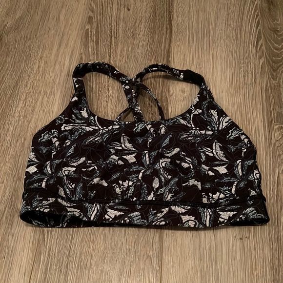 Lululemon black and blue floral sports bra - size 8 - Picture 1 of 3